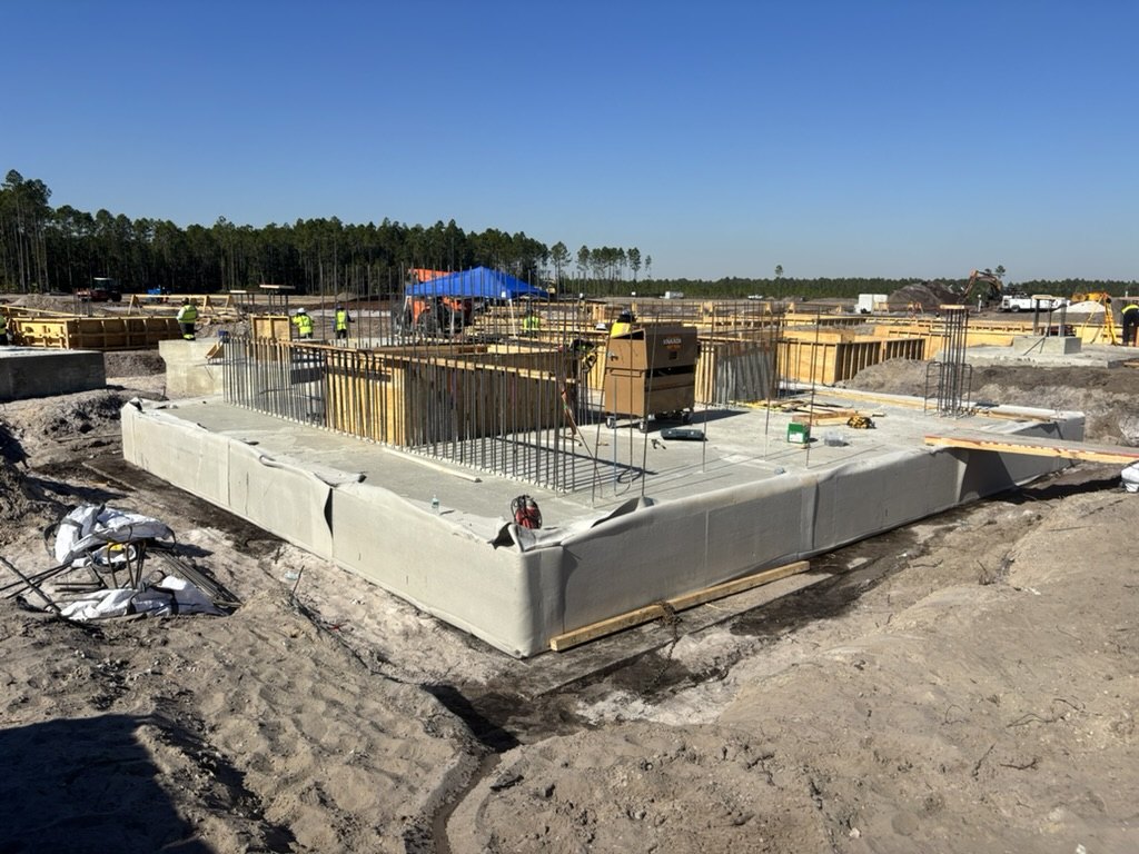 Construction foundation and future elevator-shaft work area at the Nocatee wellpoint project
