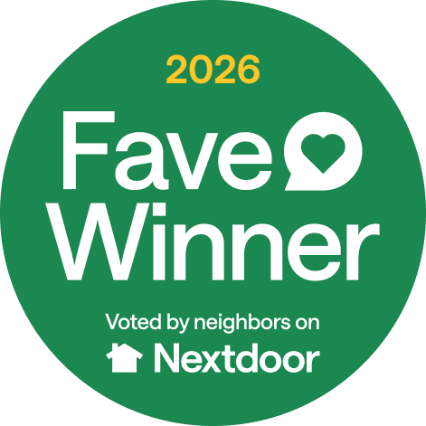 2026 Nextdoor Fave Winner badge: voted by neighbors on Nextdoor