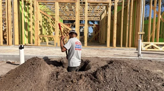 Plumbing rough-in for a new construction project